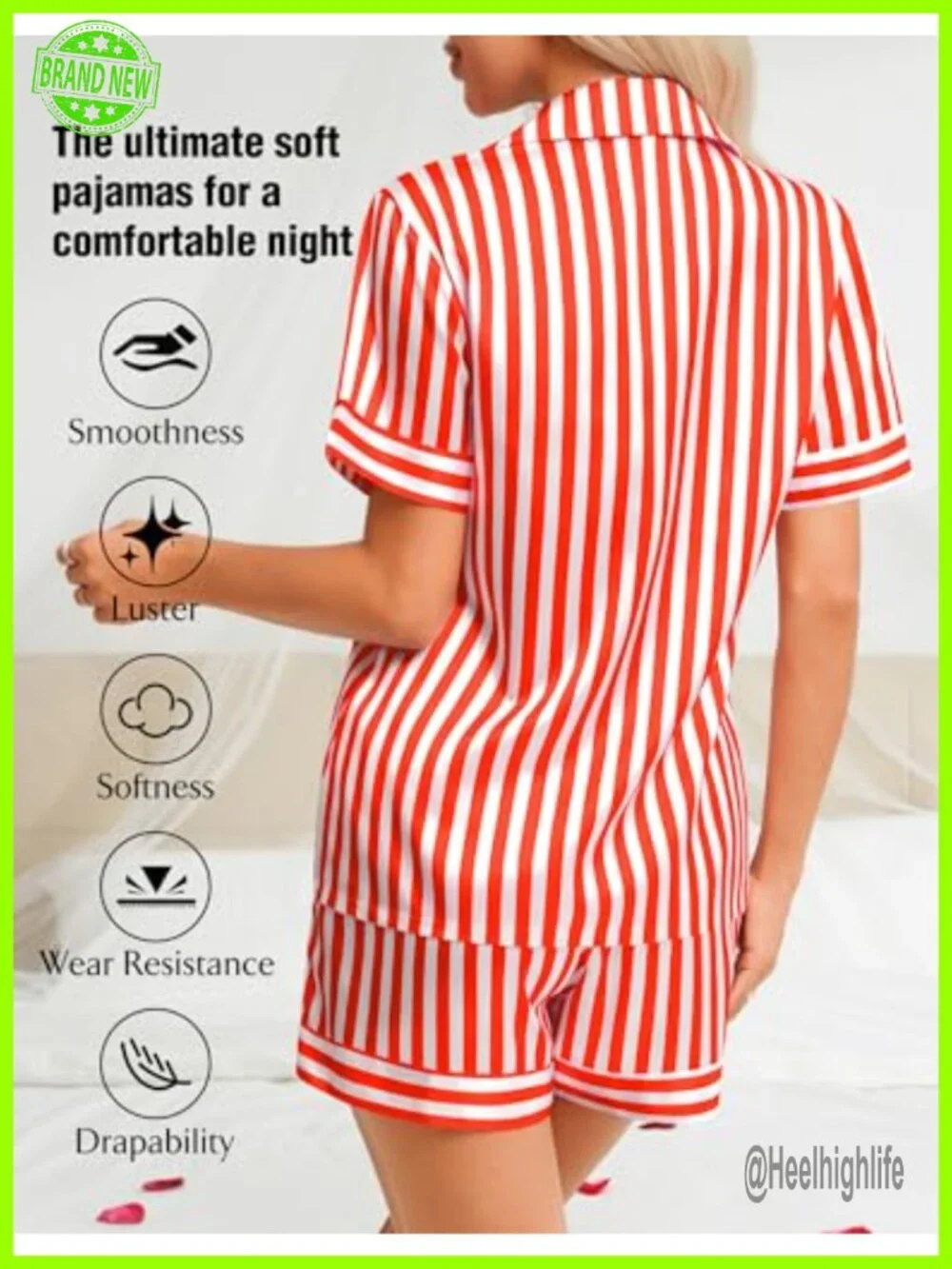 Women's Satin Pajama Set Short Sleeve Pjs Lounge Set